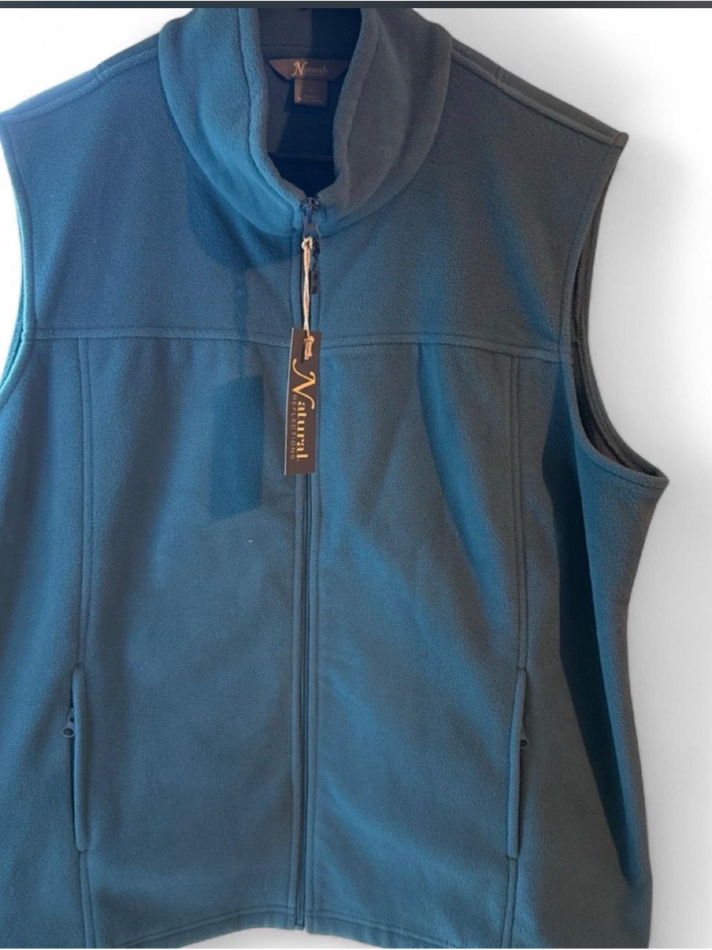 Natural Reflections Teal Blue Men's Fleece Vest - Full Zip